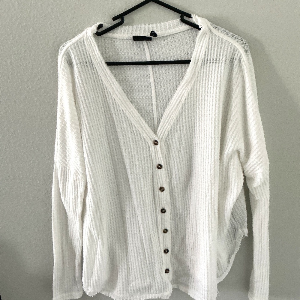 Out from Under Urban Outfitters Comfy Waffle Button Down Long Sleeved Shirt XS